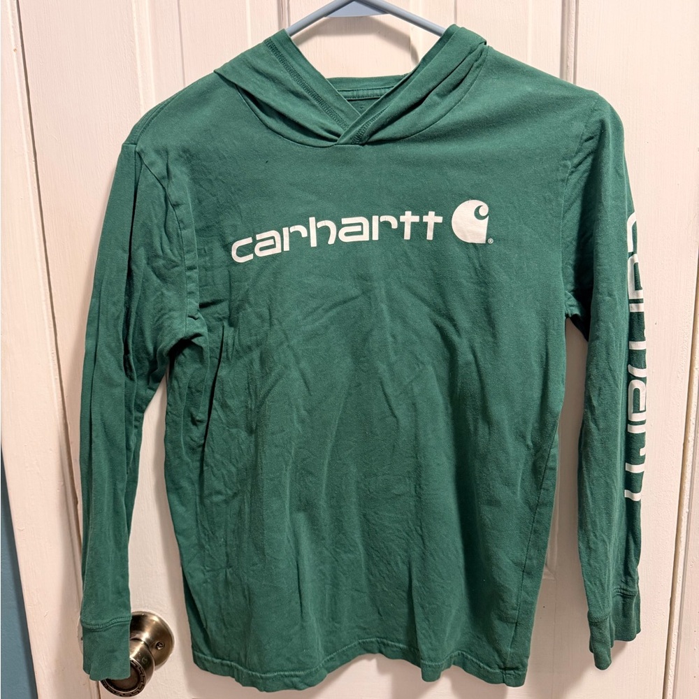 Carhartt Kids' Green Long-Sleeve Hoodie Shirt 10-12